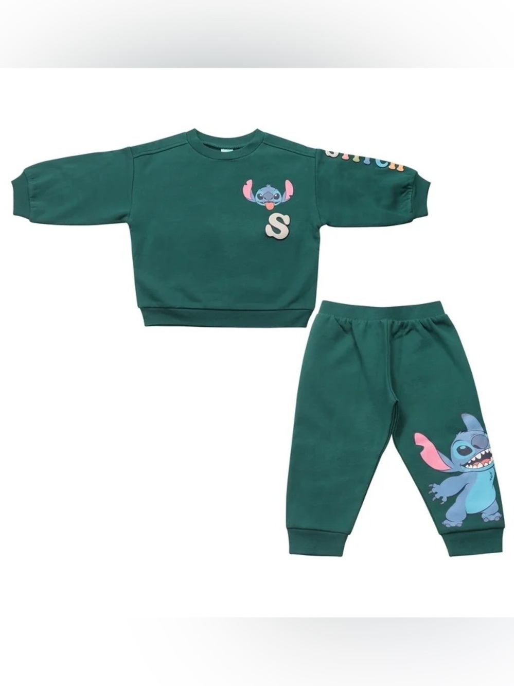 Disney Green Stitch Sweatshirt and Joggers Set 12 Months
